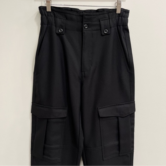 Banana Republic 100% Wool Black Cargo Pants Joggers High Waisted Cinched Ankles - Picture 2 of 12